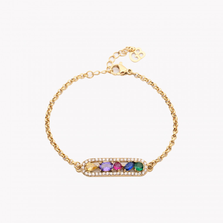 Colorful zirconies steel bracelet GB