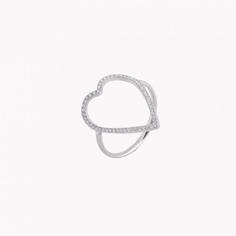 Steel wide ring avec heart GB