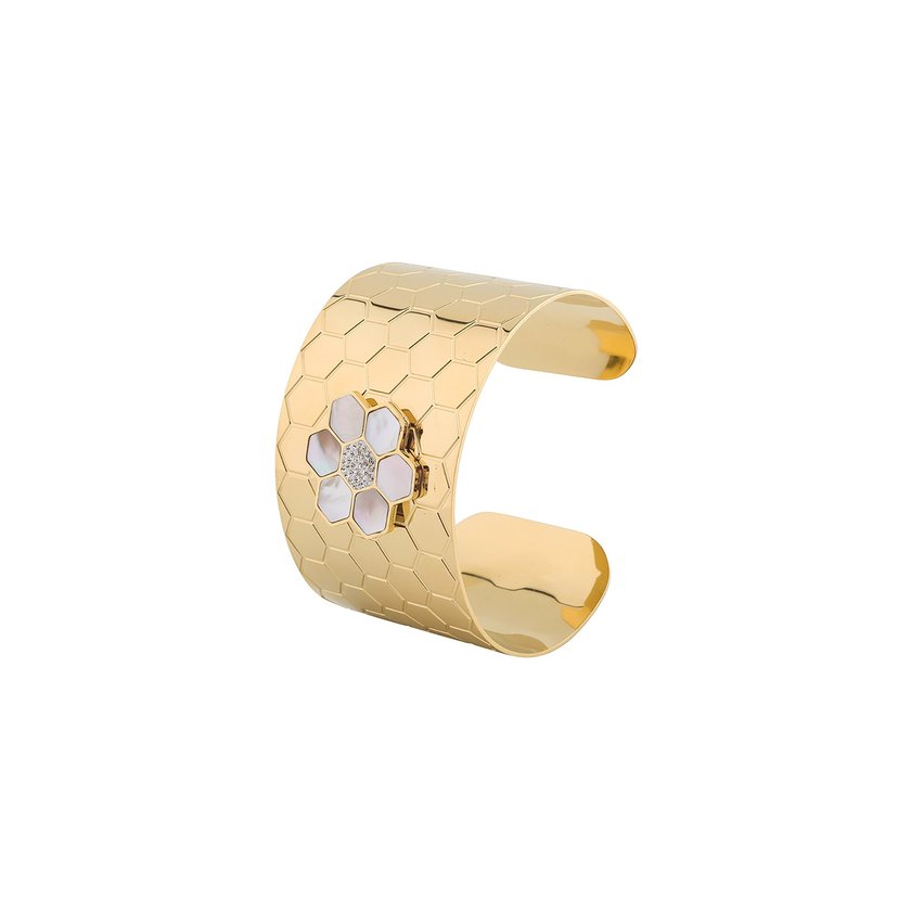 Bracelet rigide acier with fleur GB