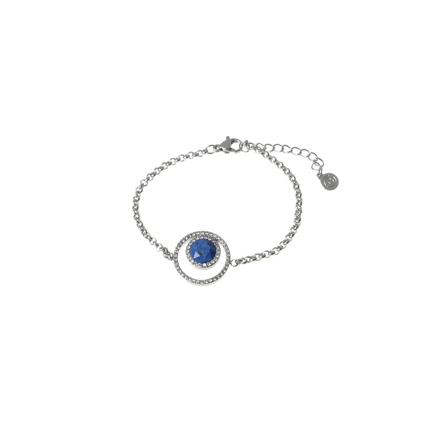 Pulseira em aço pedra colorida prateada GB