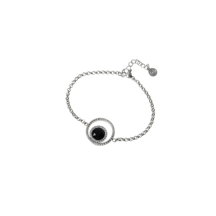 Pulseira em aço pedra colorida prateada GB