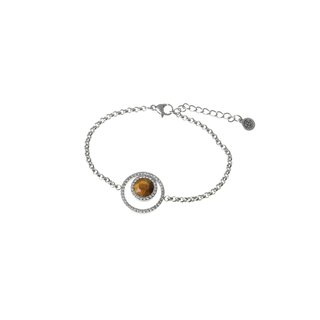 Pulseira em aço pedra colorida prateada GB