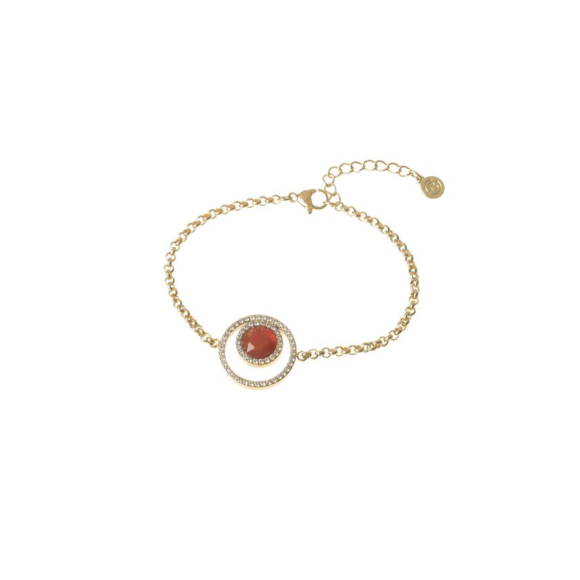 Pulseira em aço pedra colorida dourada GB