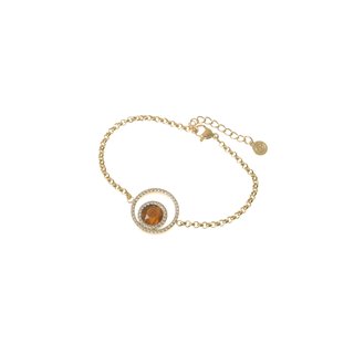 Pulsera en acero piedra colorida dorada GB