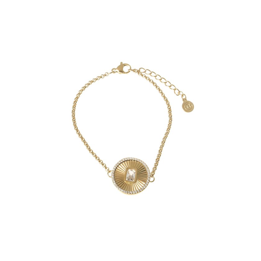 Pulseira em aço retângulo e textura GB
