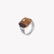 Steel ring natural stone square GB