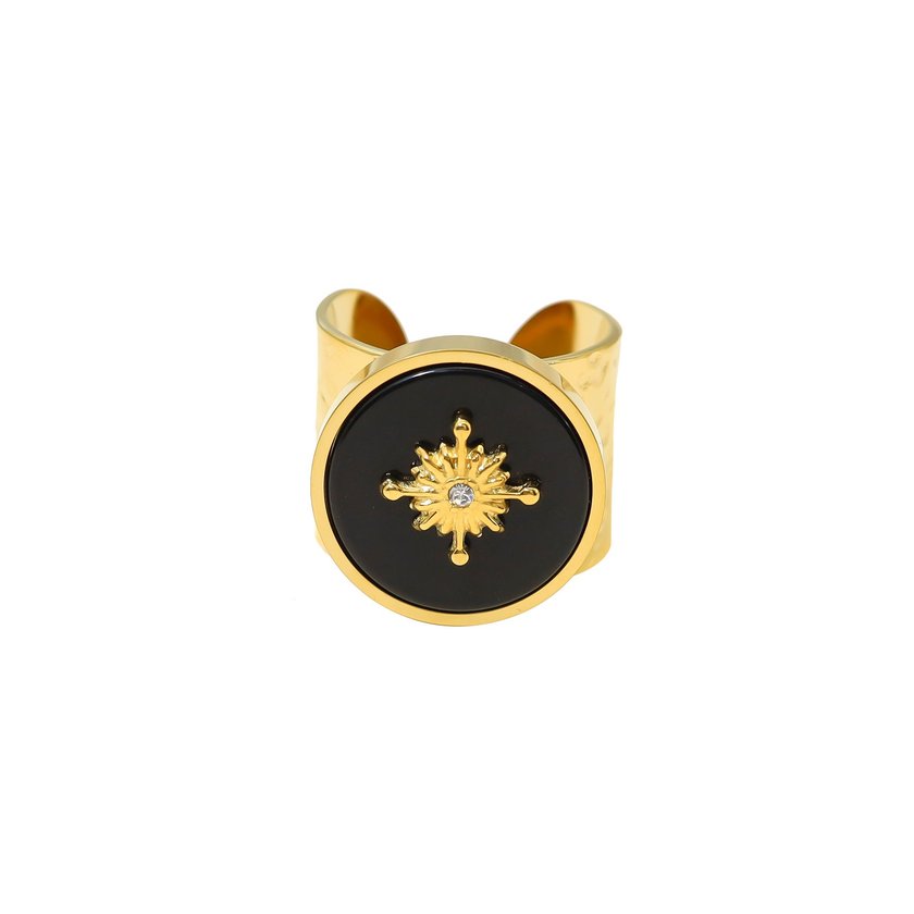 Anello acciaio pietre natural Sole GB
