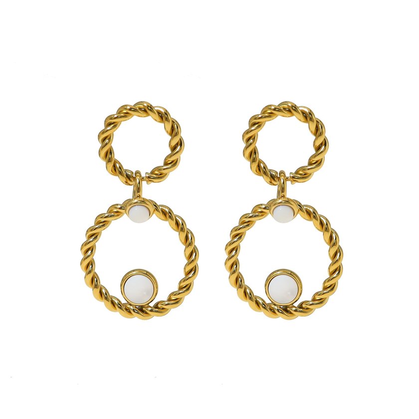 Steel pendant earrings interlaced GB