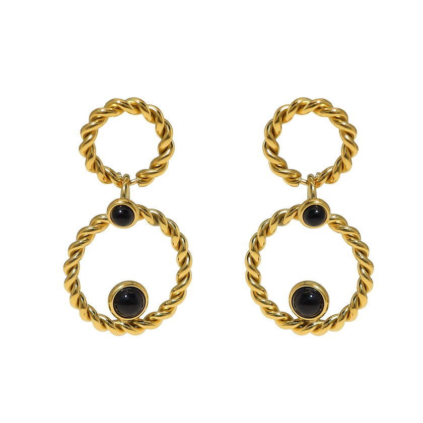 Boucles d'oreilles pendantes en acier entrelacé GB
