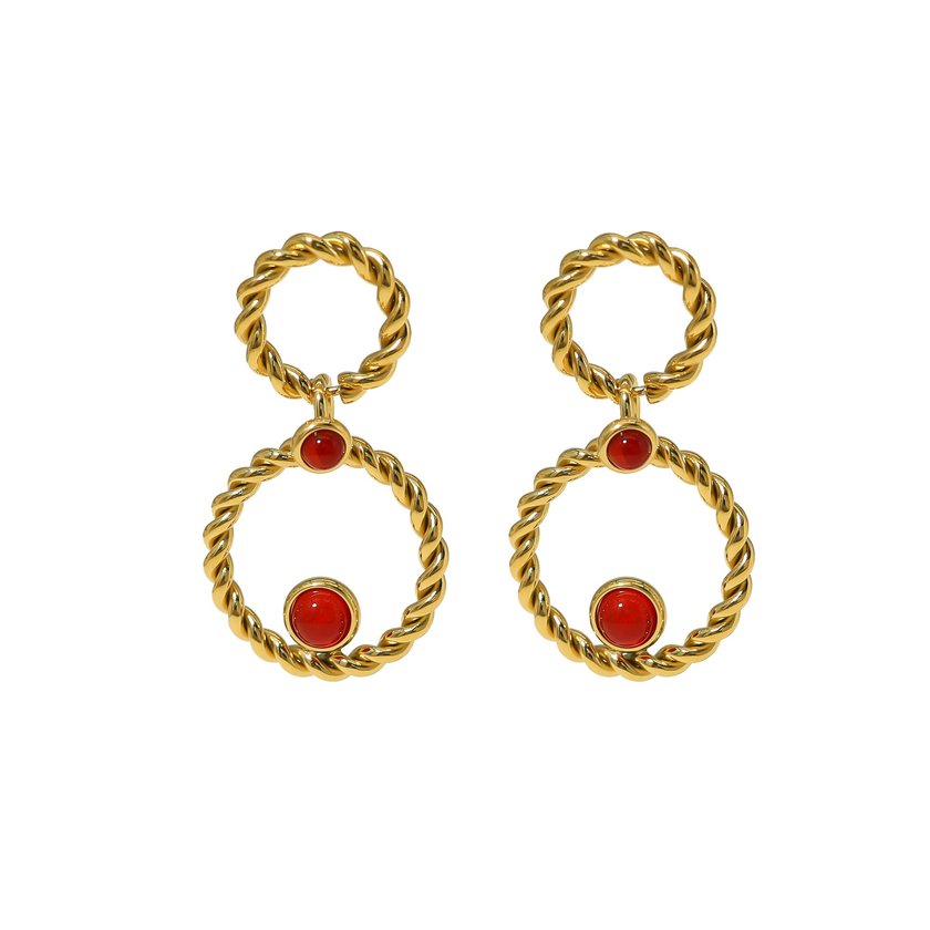 Steel pendant earrings interlaced GB