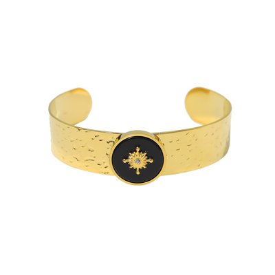 Pulseira rígida aço com textura sol GB