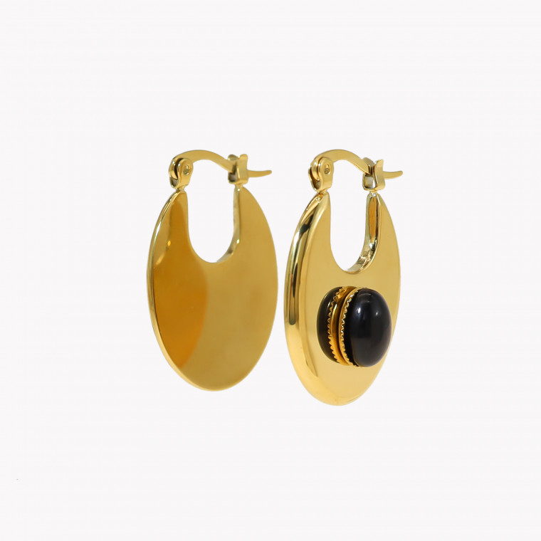 Steel earrings oval simple GB