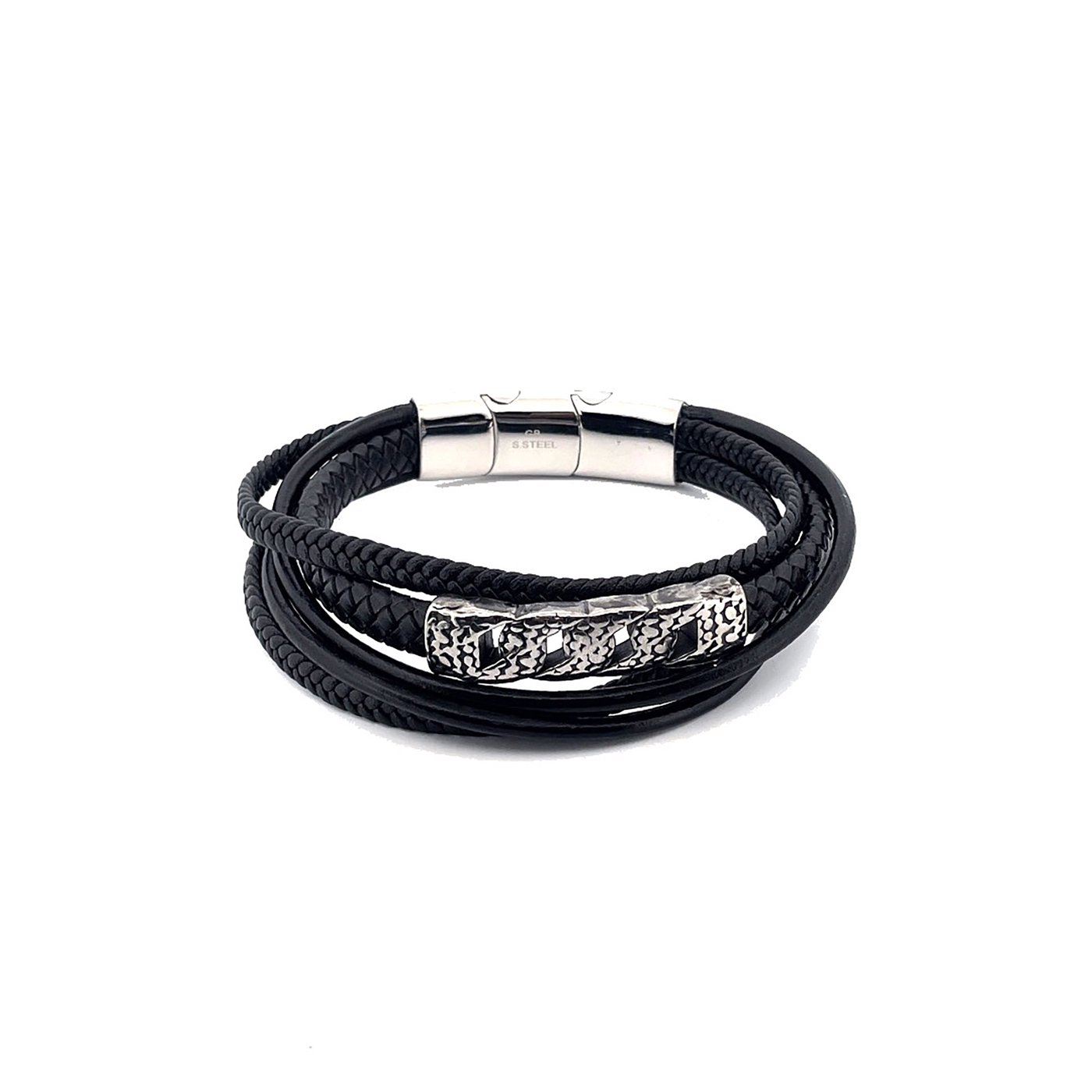 Pulsera de acero hombre con detalle frontal GB