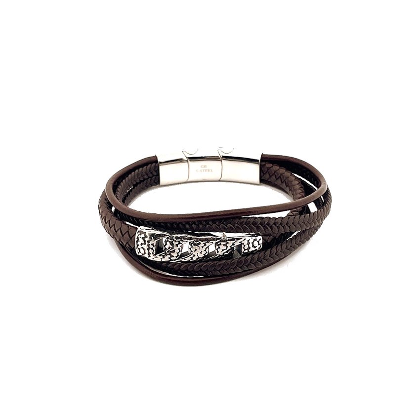 Bracelet en acier hommes avec détails sur le devant GB