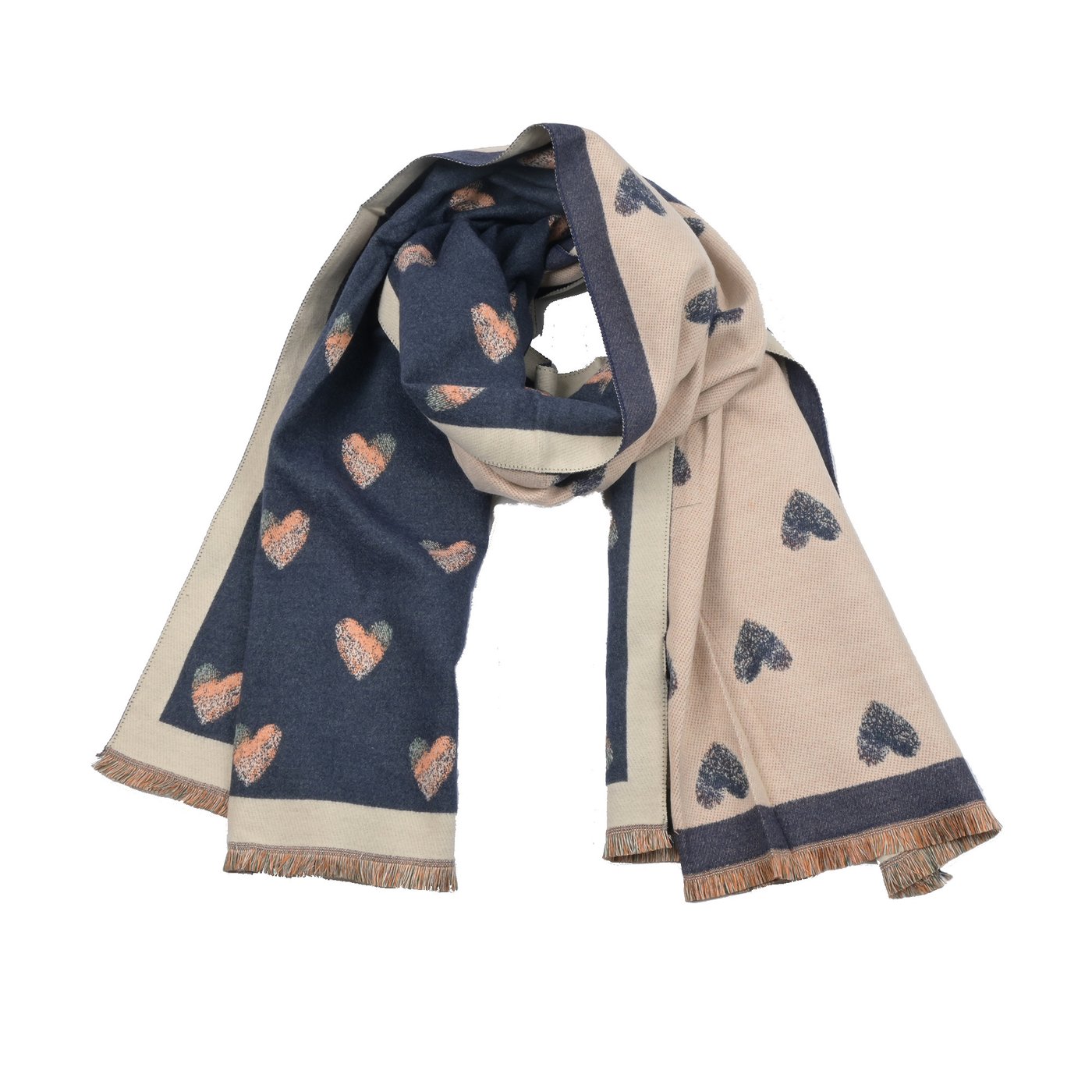 Scarf printed hearts GB