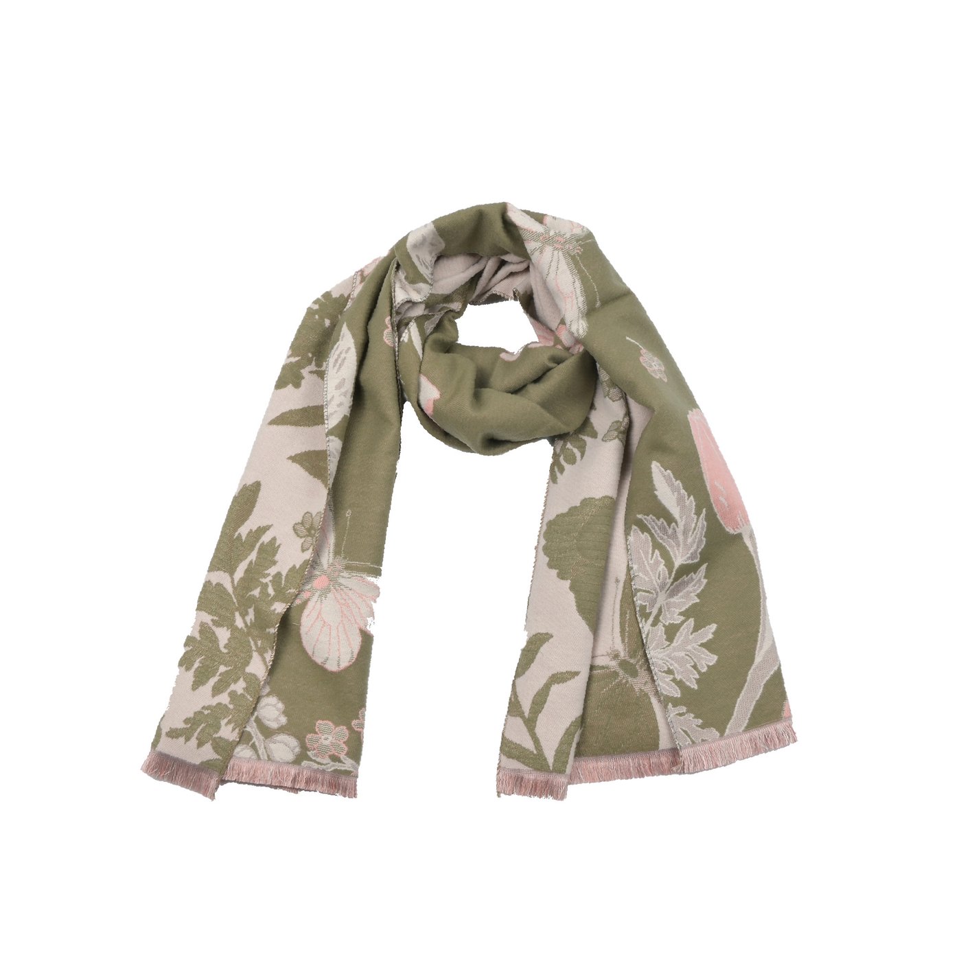 Scarf with floral and butterfly print GB