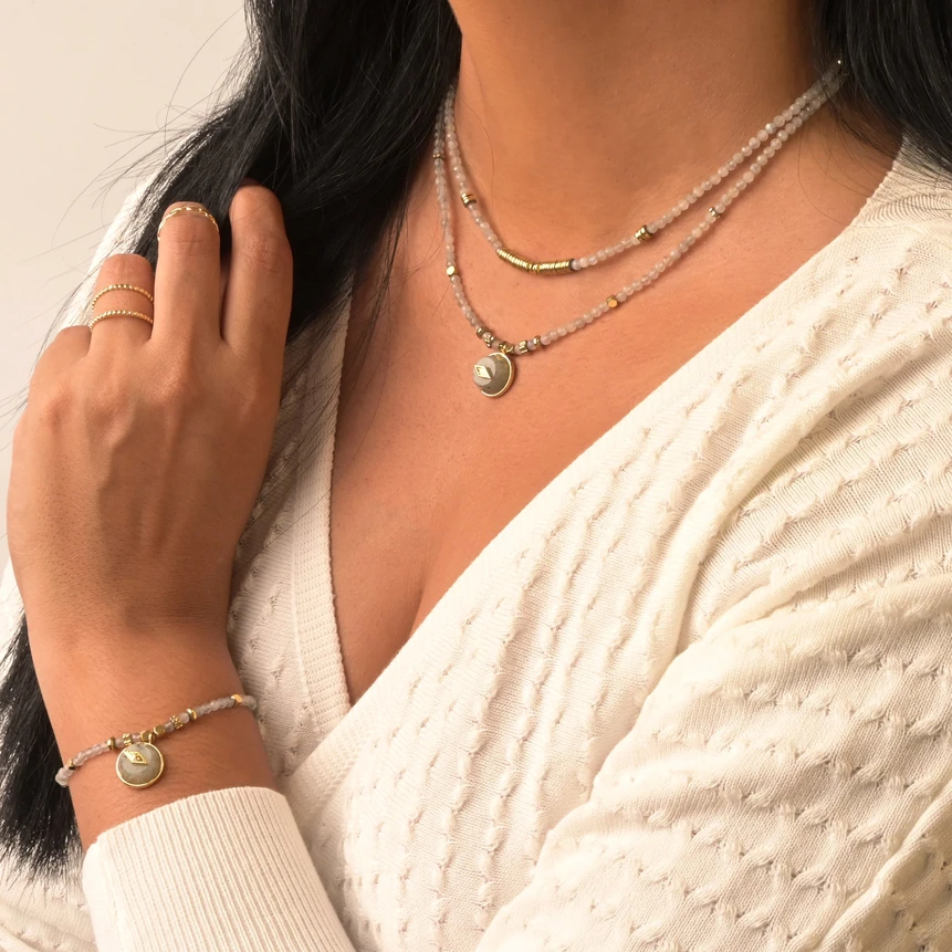 Collier en acier en pierre naturelle étoile GB