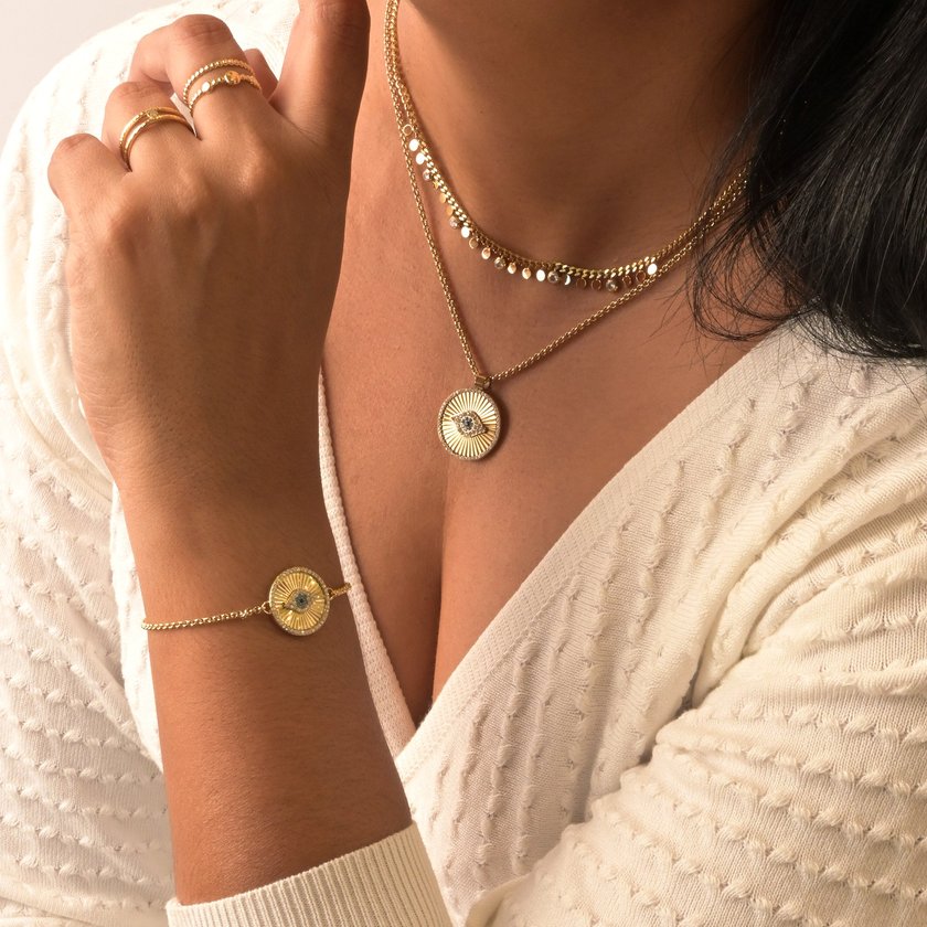 Collana in acciaio occhio e struttura GB