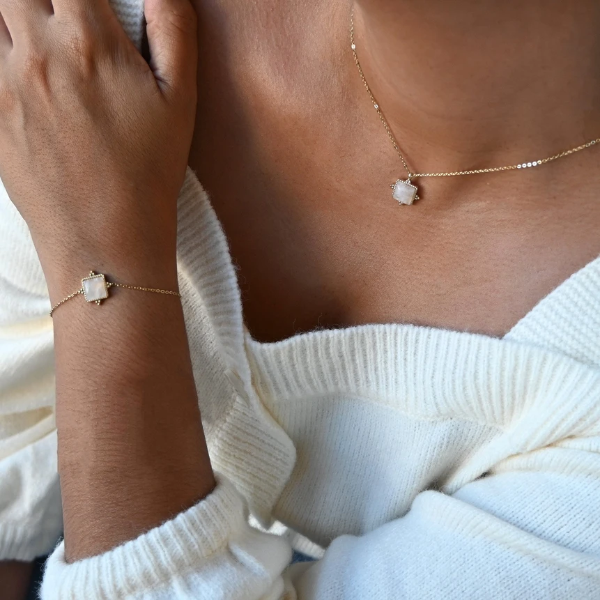 Collana acciaio irregolare pietra GB