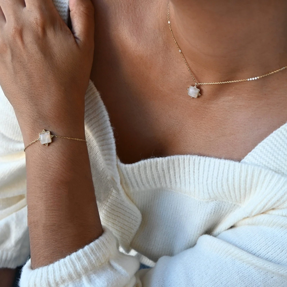 Collier en acier irrégulier pierre GB