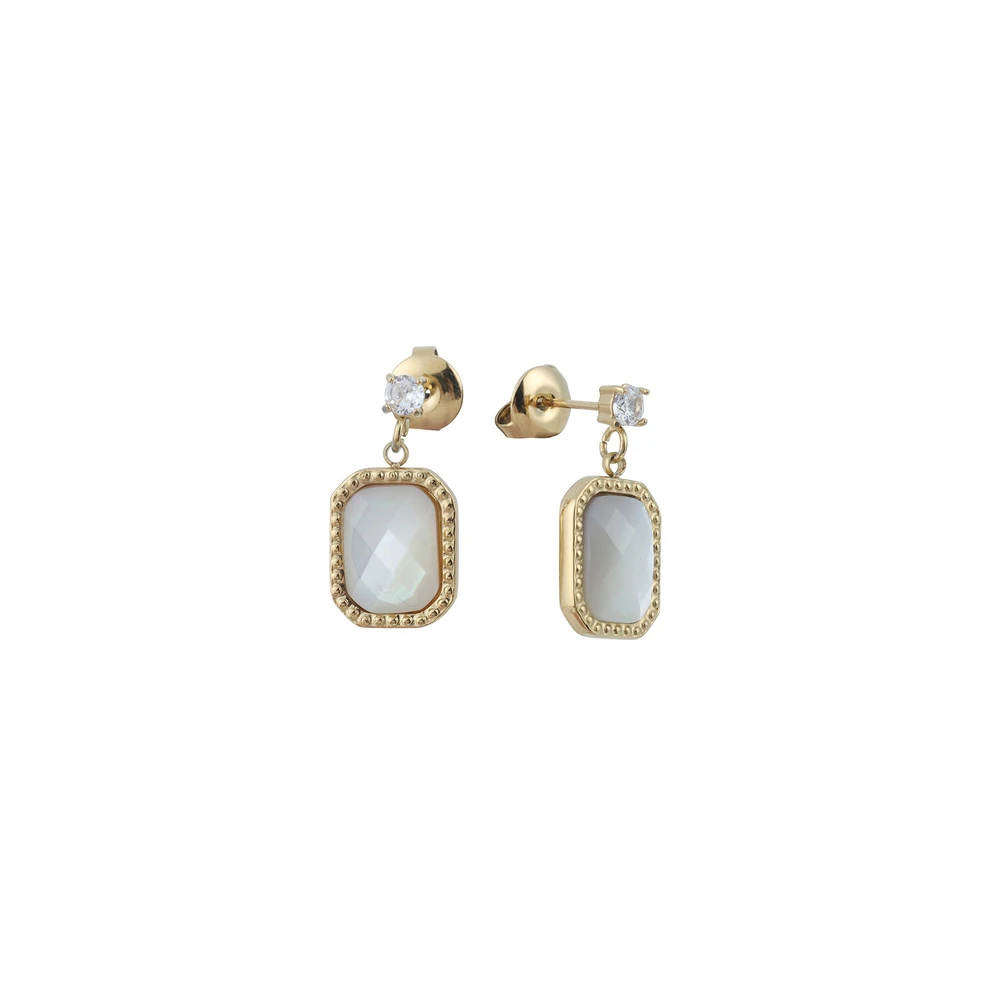 Boucles d\'oreilles pendantes en acier rectangulaire GB