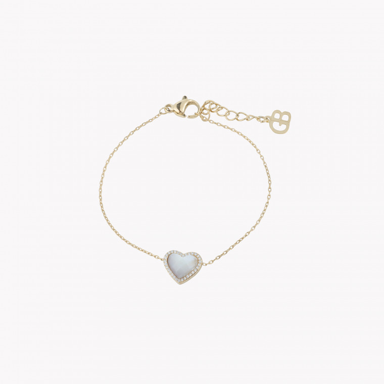 Steel bracelet heart with motherpearl GB