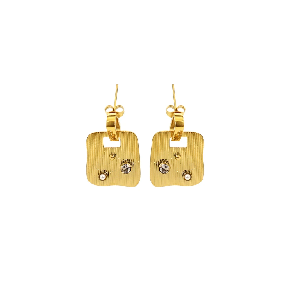 Steel earrings square transparents GB