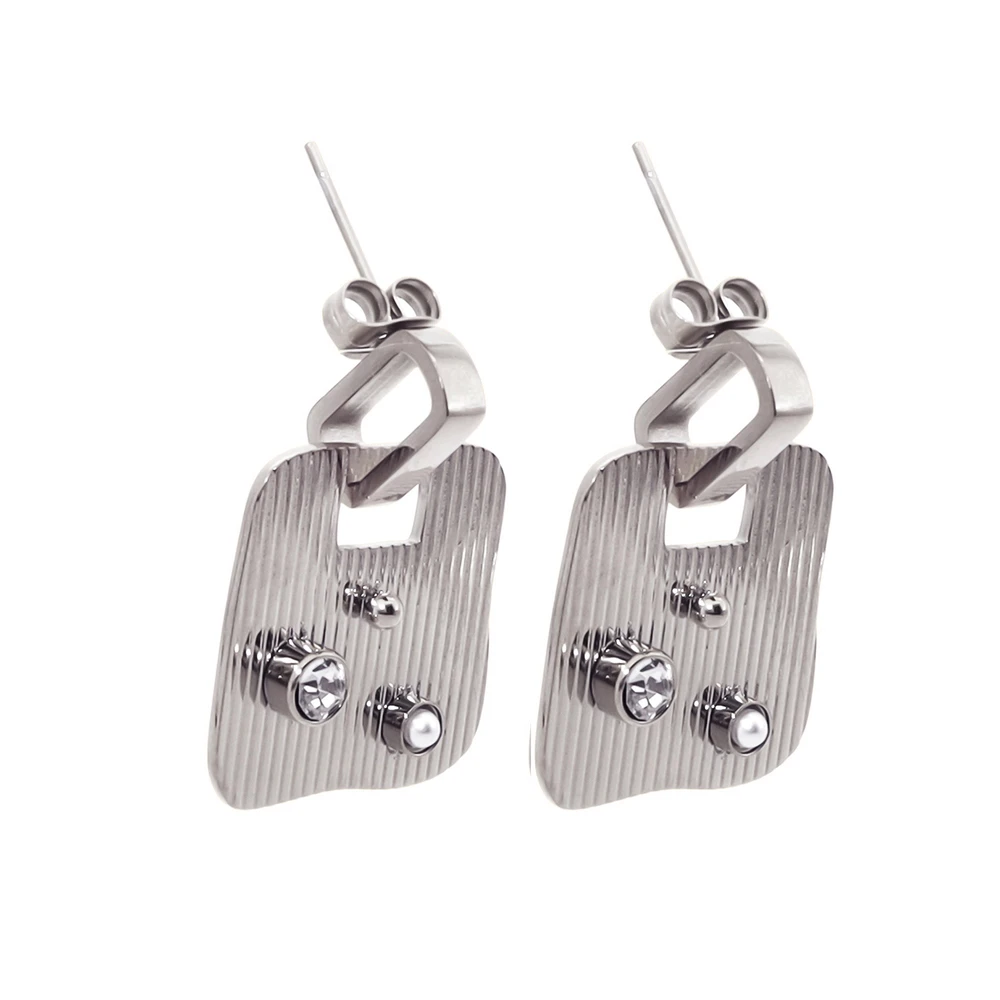 Steel earrings square transparents GB