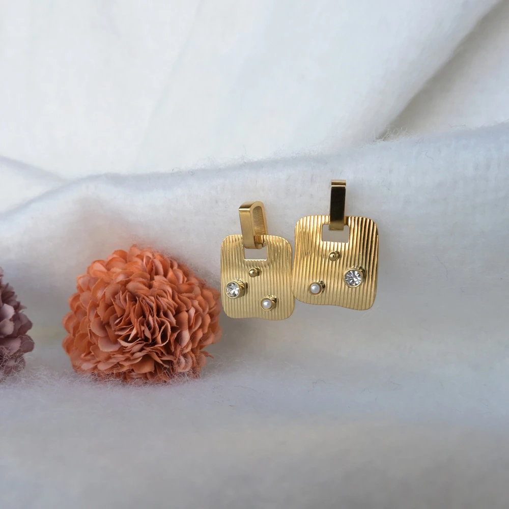 Steel earrings square transparents GB