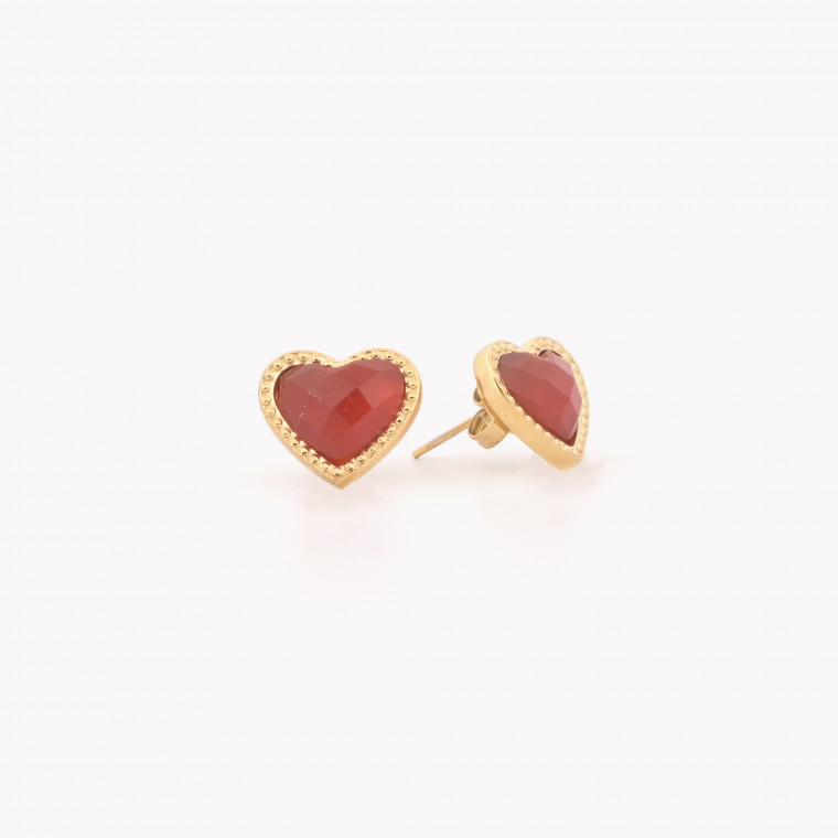 Steel earrings heart with motherpearl GB
