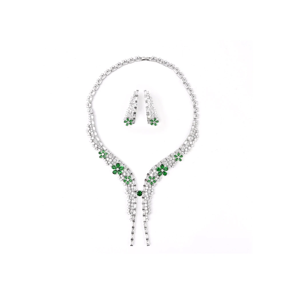 Conjunto semi joya con flor verde GB