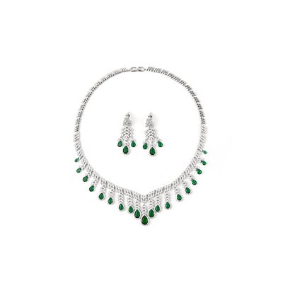 Semi precious set drop green GB