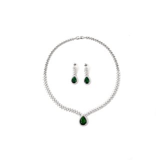 Semi precious set drop and leaf shape GB