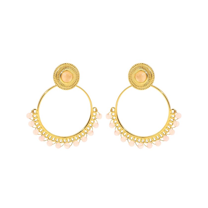 Steel earrings green stones GB