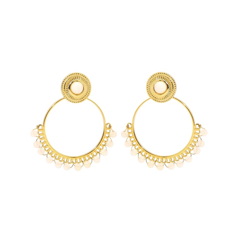 Boucles d'oreilles en acier pierres vert GB