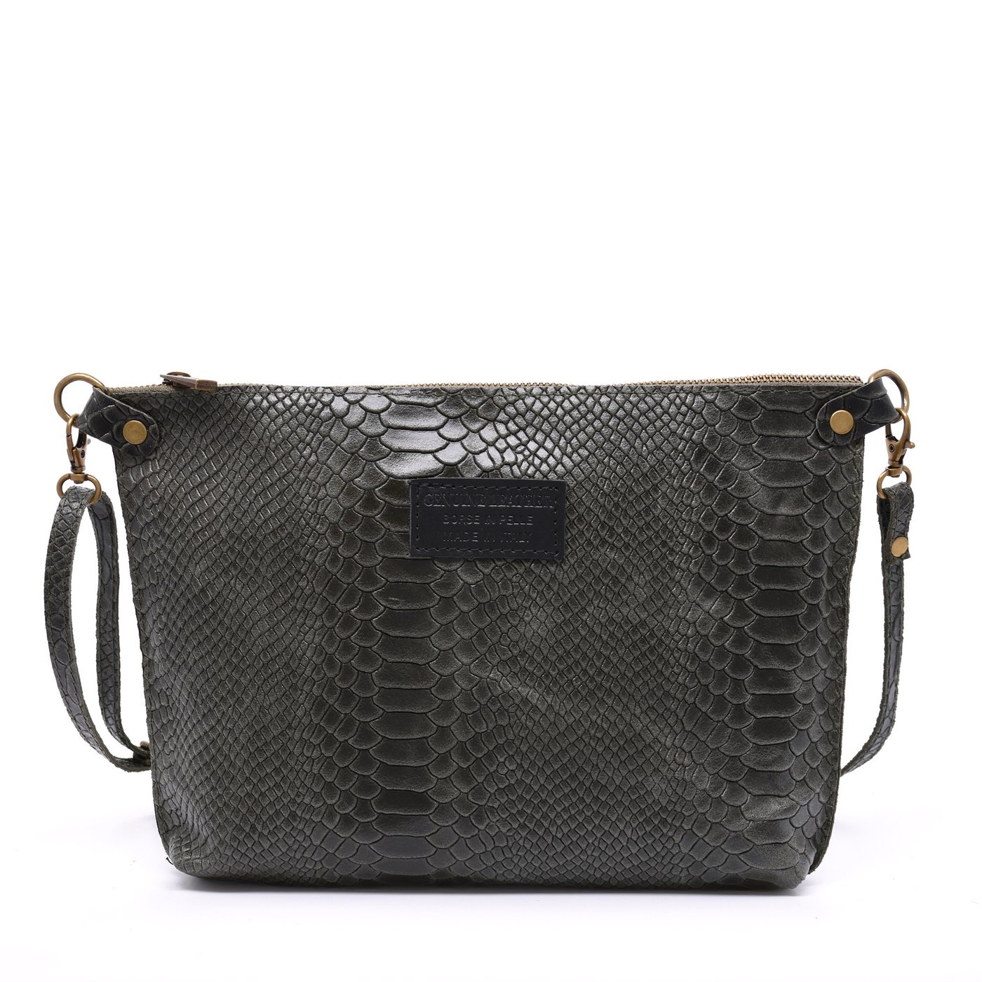 Pochette en cuir texturé croco GB