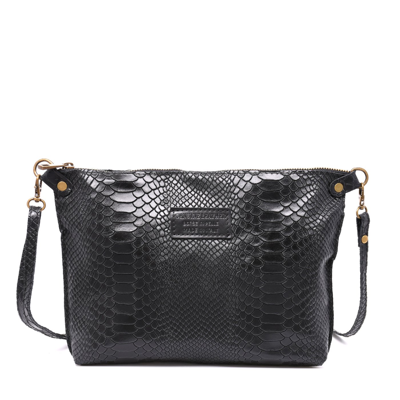 Pochette en cuir texturé croco GB