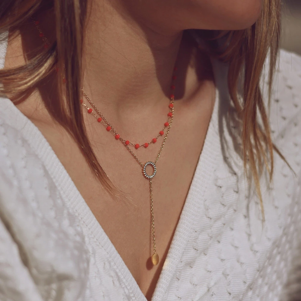 Collana acciaio appeso con cerchio GB