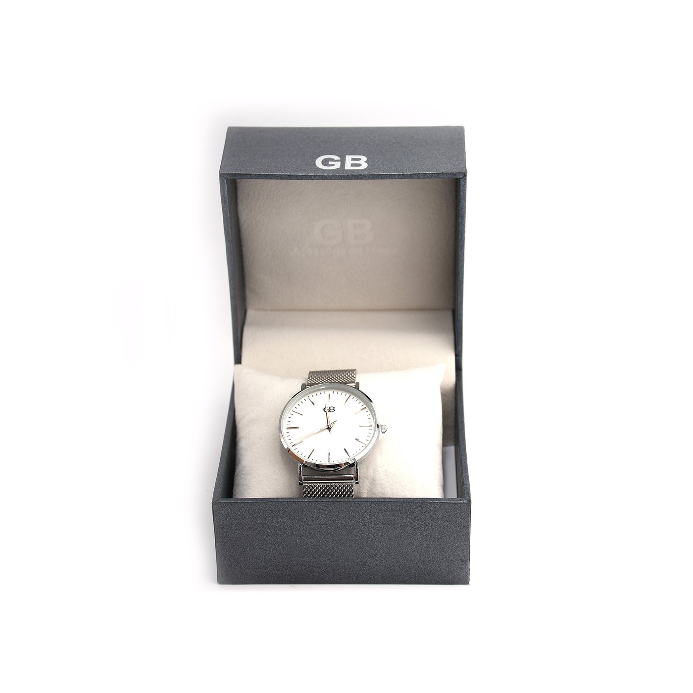 Analog watch silver | white background GB