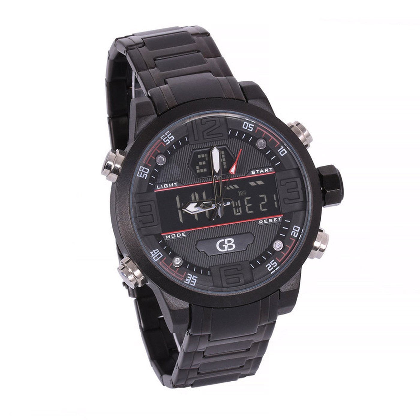 Montre noire pour hommes avec détails rouges GB