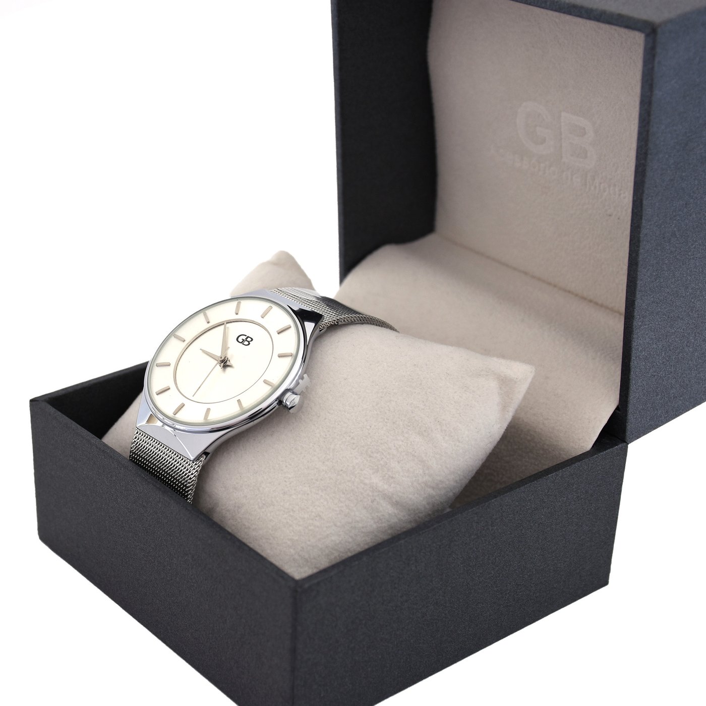 Analog watch silver | white background GB