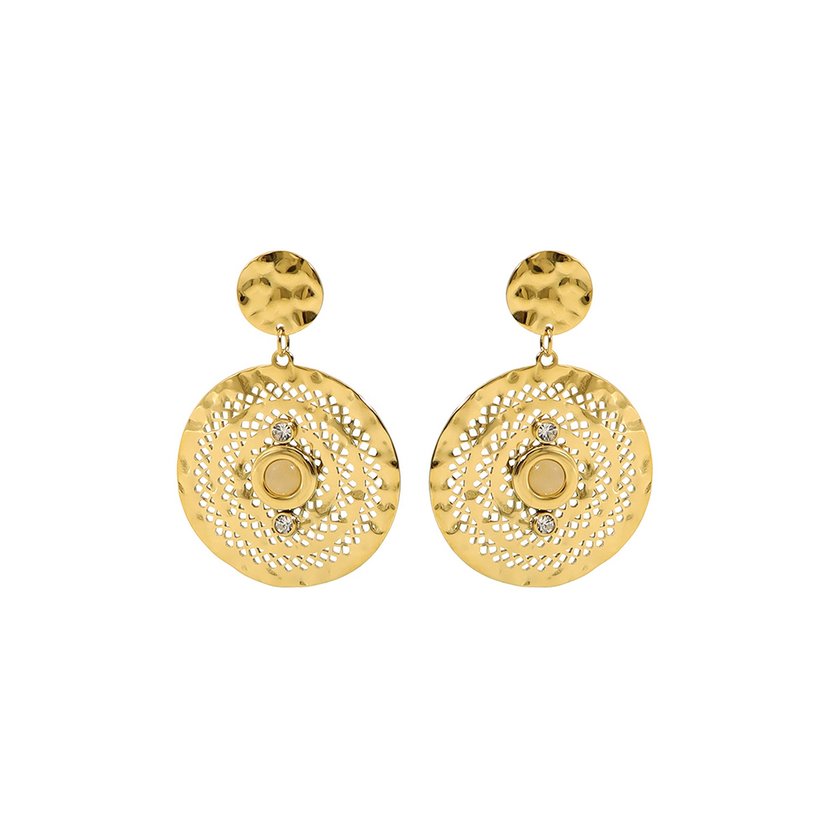 Pendientes en acero martillados naranja GB