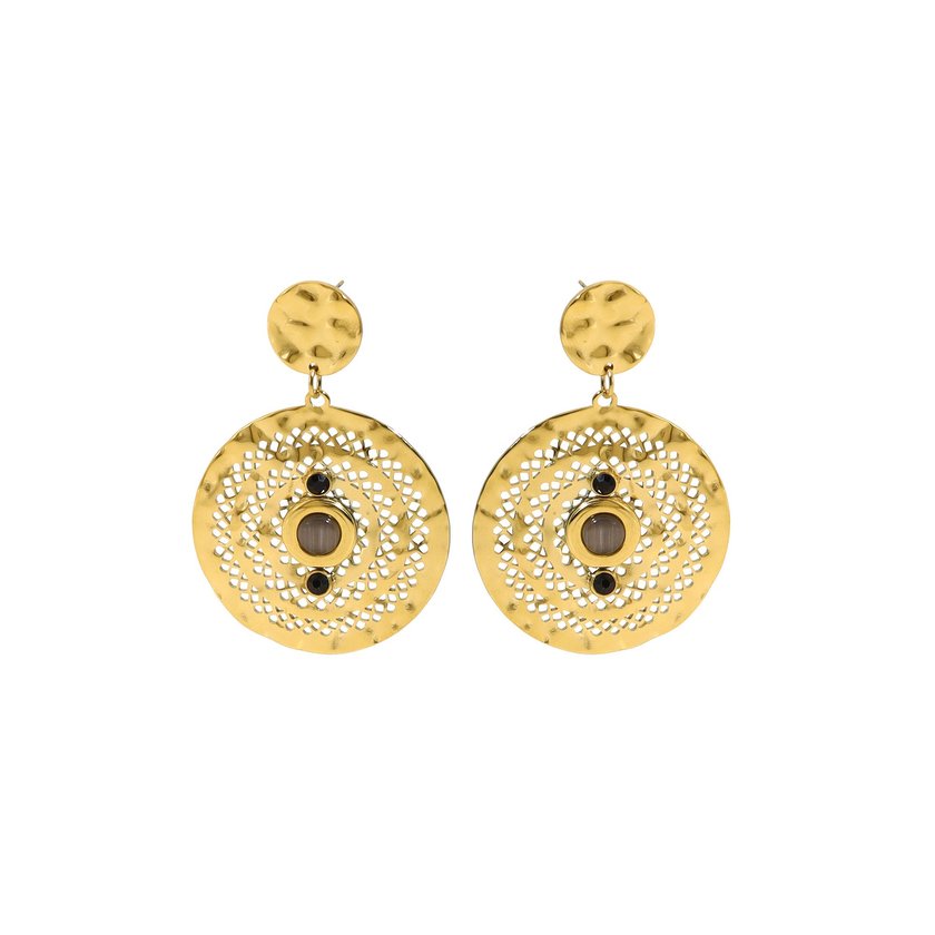 Pendientes en acero martillados naranja GB