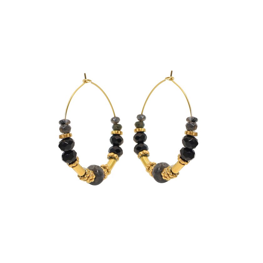 Steel hoops with white crystals GB