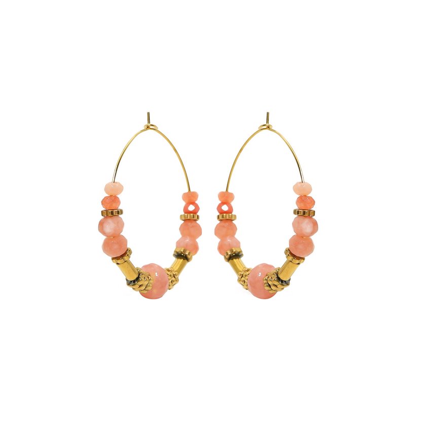 Anneaux d'oreilles en acier avec cristaux blanc GB