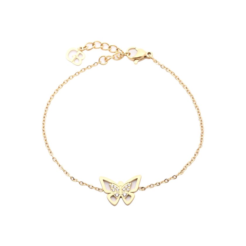 Bracciale in acciaio farfalla aperto GB