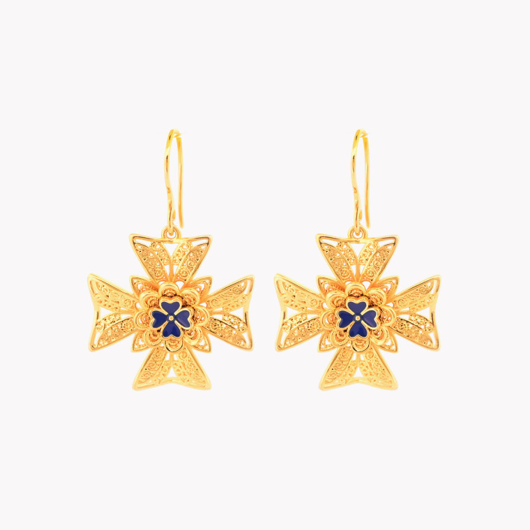 Semi precious earrings cruz de malta GB