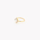Steel ring natural stone clover GB