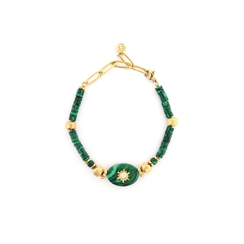 Pulseira em aço pedra natural estrela GB