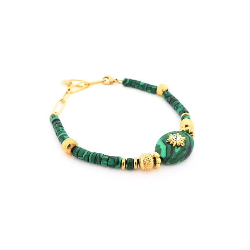Pulseira em aço pedra natural com sol GB